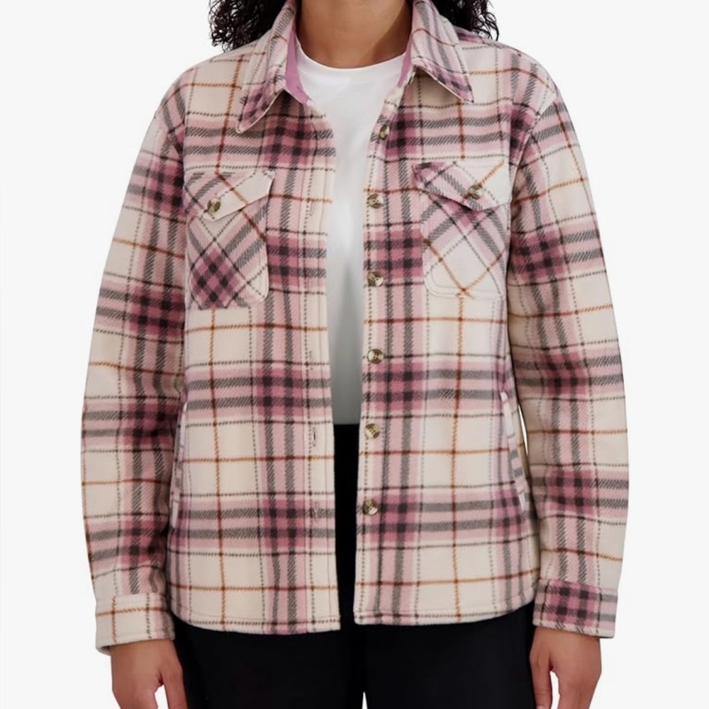 Sage Collective Women Long Sleeve Plaid Shirt Jacket Sherpa Lined Fleece Medium - Picture 2 of 14